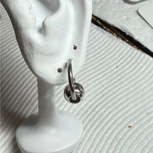 Polished Silver Ball Hoop Earrings - Women Jewelry